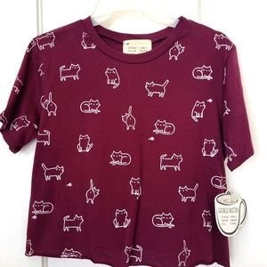 French Pastry Cat crop top